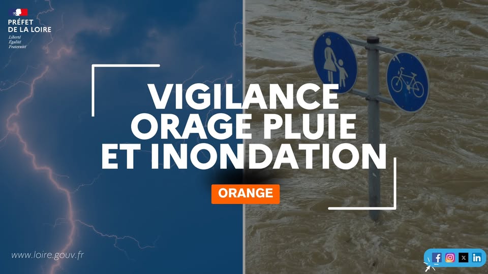 La Loire placée en vigilance orange orage et pluie inondation
